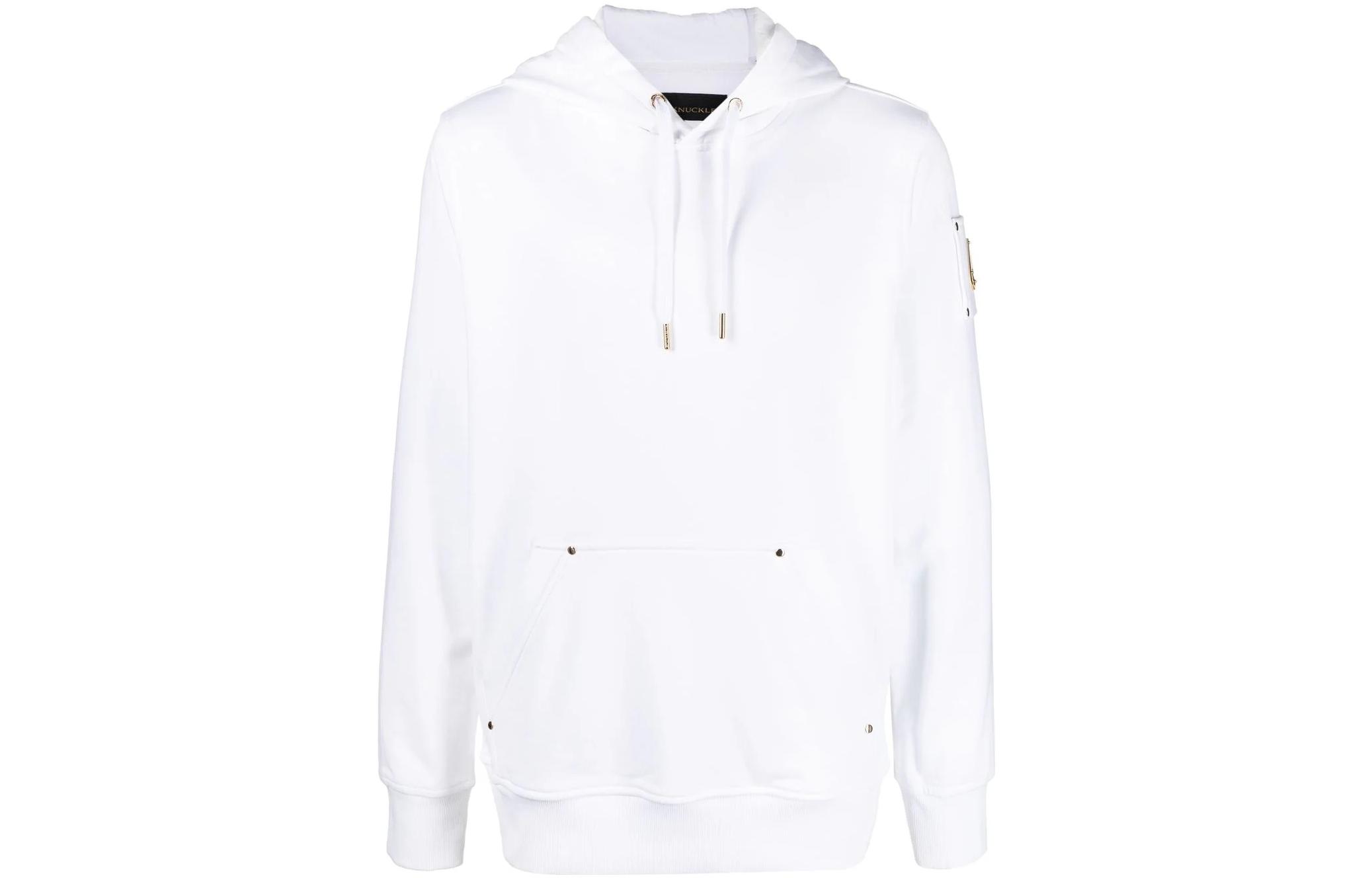Moose Knuckles SS23 Solid Logo Drawstring Hoodie White M32MS674-G160