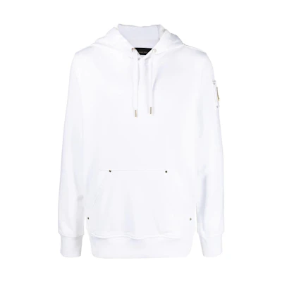 Moose Knuckles SS23 Solid Logo Drawstring Hoodie White M32MS674-G160