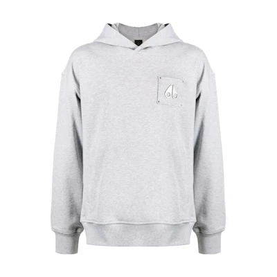 Moose Knuckles SS23 Solid Logo Patch Hoodie Unisex Grey M13US662-209