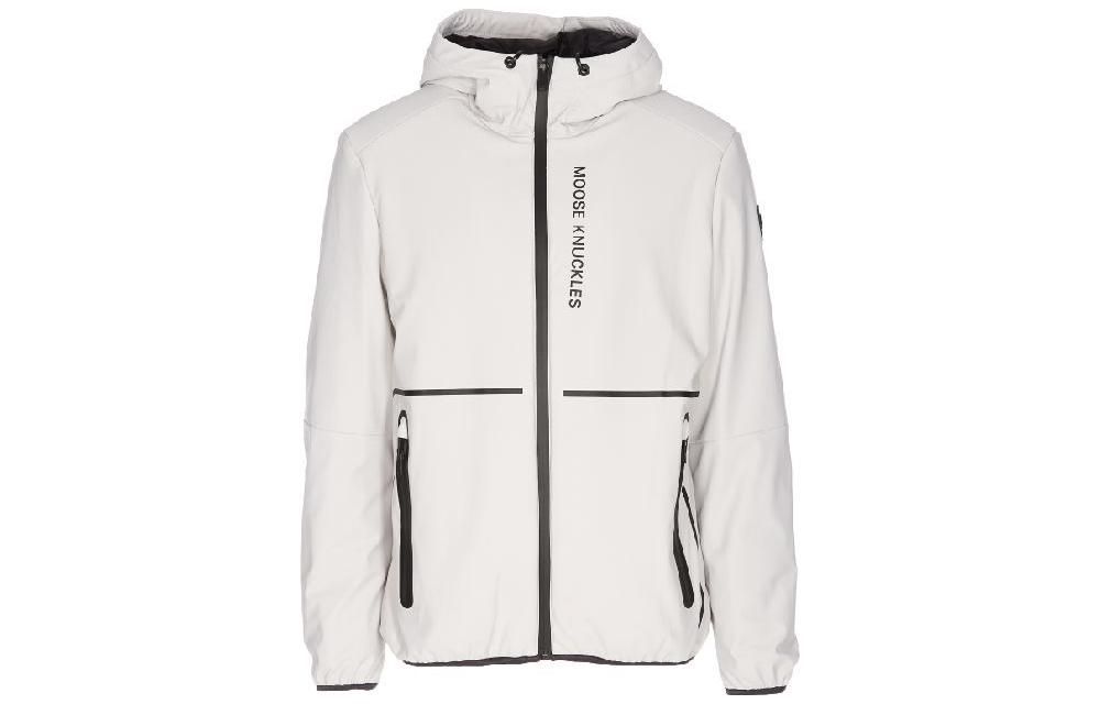 Moose Knuckles SS23 Solid Logo Print Windbreaker Jacket - Gray M13MJ121-1113