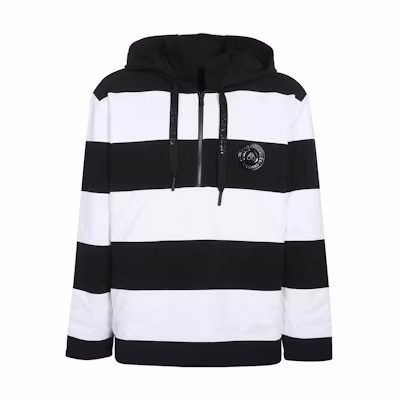 Moose Knuckles SS23 Striped Logo Half-Zip Hoodie White Long Sleeve M32MT723-160