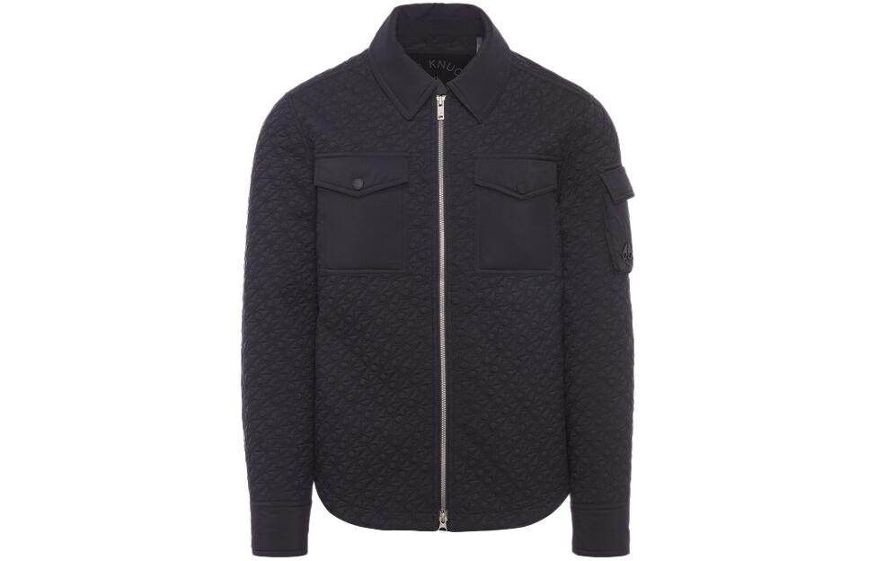 Moose Knuckles SS24 Black Embossed Pattern Zip Cotton Jacket Unisex M14MJ175H