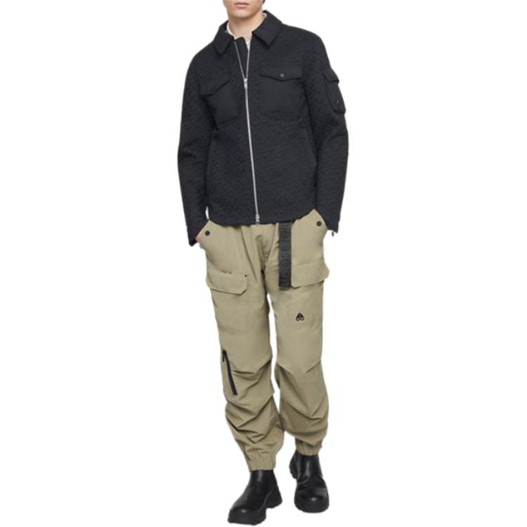 Purchase Moose Knuckles SS24 Jaket Katun Hitam Pola Embos Resleting Unisex M14MJ175H