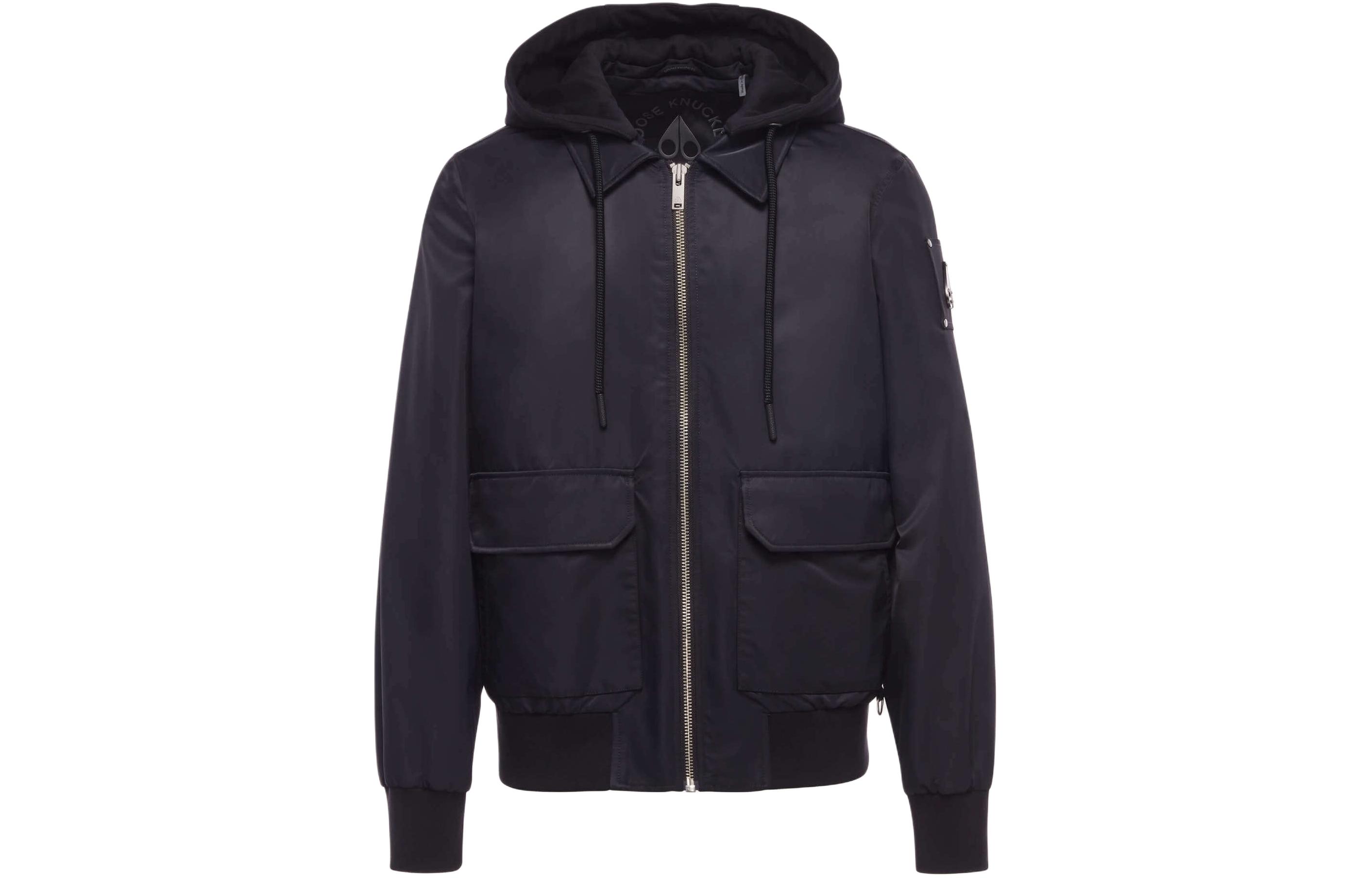 Moose Knuckles SS24 Black Loose-Fit Detachable Hood Zip Jacket M14MB024-292