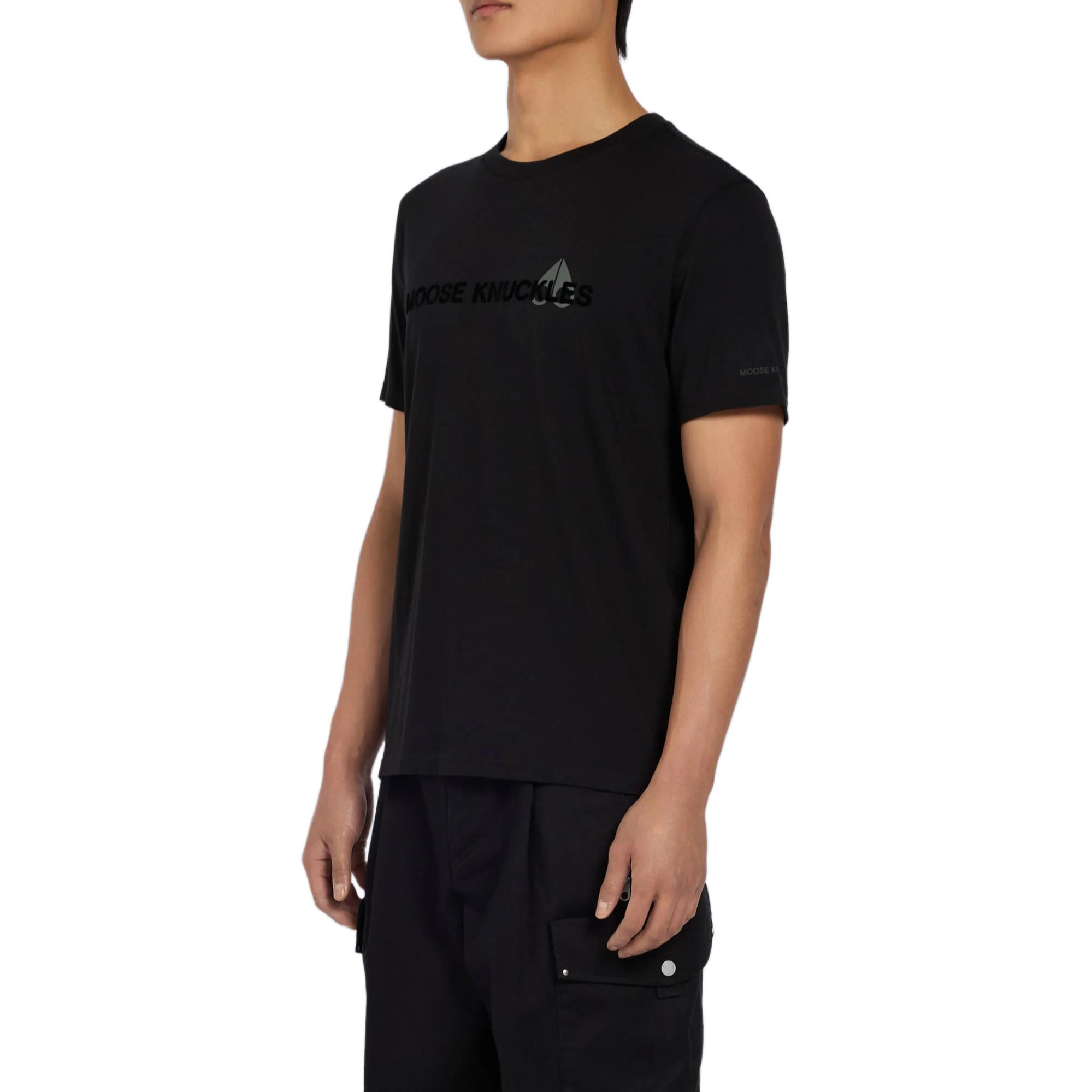 Purchase Camiseta Negra de Manga Corta Moose Knuckles SS25 Logo Crewneck. M15MT760292