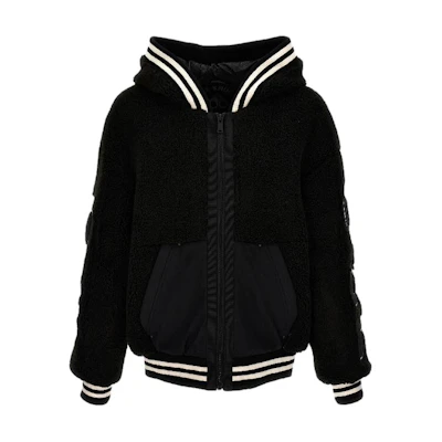 Moose Knuckles Striped Print Zip-Up Hoodie Jacket Unisex Black M33MS624-292