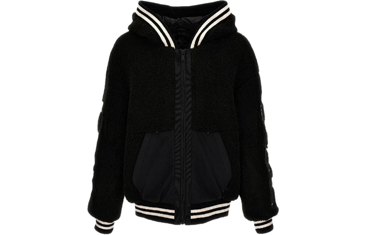 Order Moose Knuckles 条纹拉链连帽夹克 男女同款 黑色 M33MS624-292