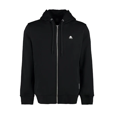 Moose Knuckles Unisex Black Hoodie with Solid Logo Print and Zipper M13MS609-292