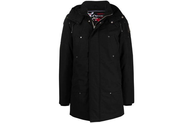 Moose Knuckles Unisex Black Mid-Length Fitted Hooded Down Jacket M31MP261N-545