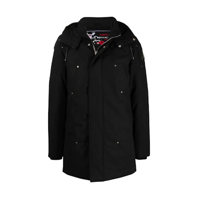 Moose Knuckles Unisex Black Mid-Length Fitted Hooded Down Jacket M31MP261N-545