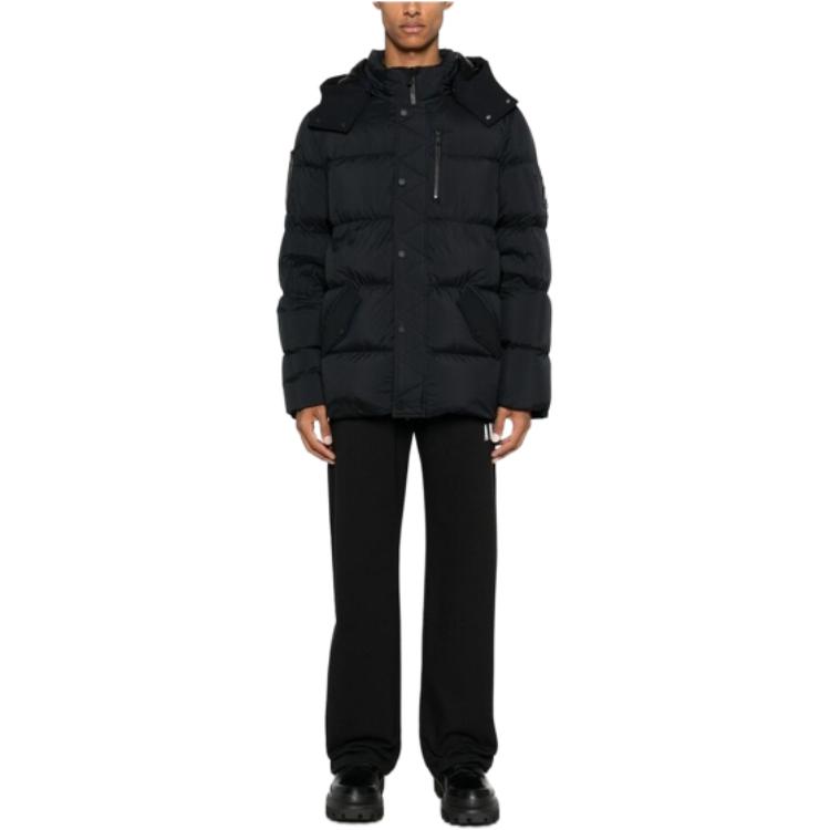 Lookbook Moose Knuckles 男女通用黑色拉链连帽夹克外套. M34MJ196-292