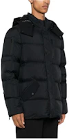 Purchase Moose Knuckles 中性黑色素色拉鍊連帽外套。 M34MJ196-292