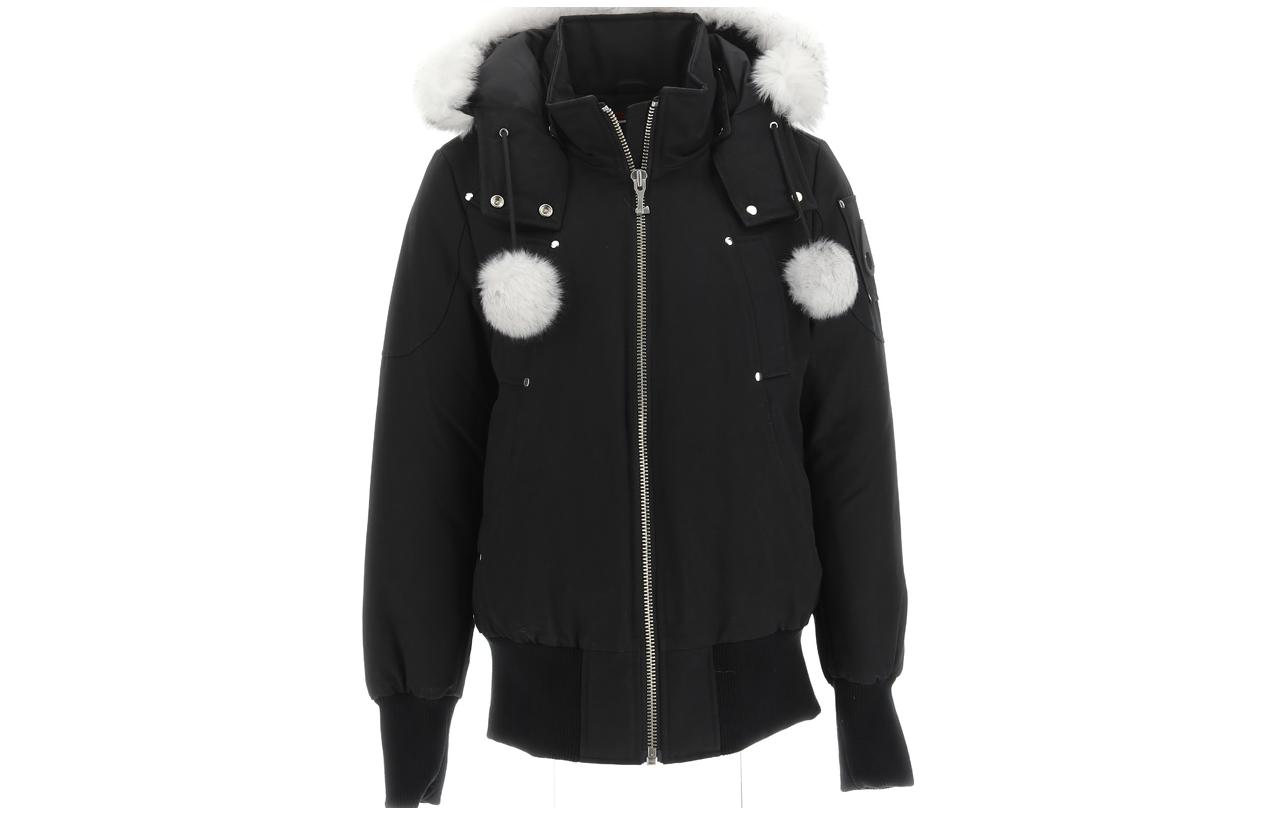 Order Moose Knuckles 男女款黑色純色拉鍊連帽外套層次設計 M32LB002S0001001