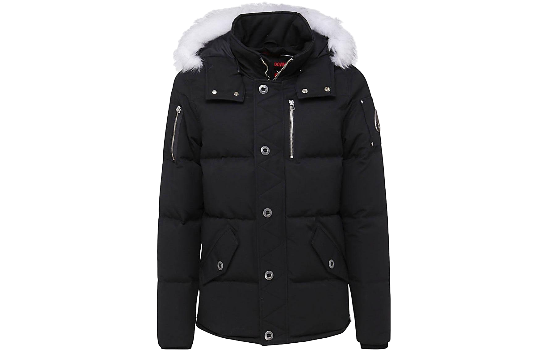 Moose Knuckles Unisex Hooded Down Jacket with Zip Pockets Black. M32MJ128S-1001