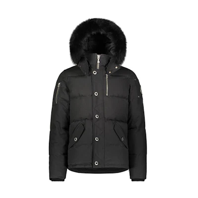 Moose Knuckles Unisex Short Down Jacket with Hood Navy Blue. MK2228M3Q-402