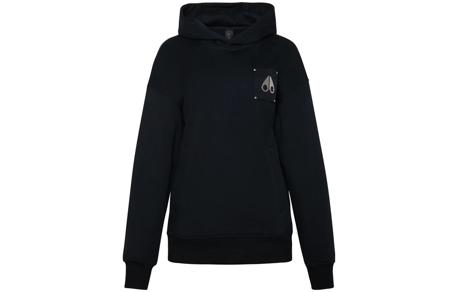 Moose Knuckles Unisex Sweatshirt Black with Solid Logo Patch M13US662-292