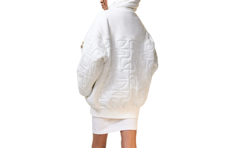Moose Knuckles White Embroidered Logo Quilted Hoodie Jacket FW21 Unisex M31UB042T-107