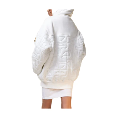 Moose Knuckles White Embroidered Logo Quilted Hoodie Jacket FW21 Unisex M31UB042T-107