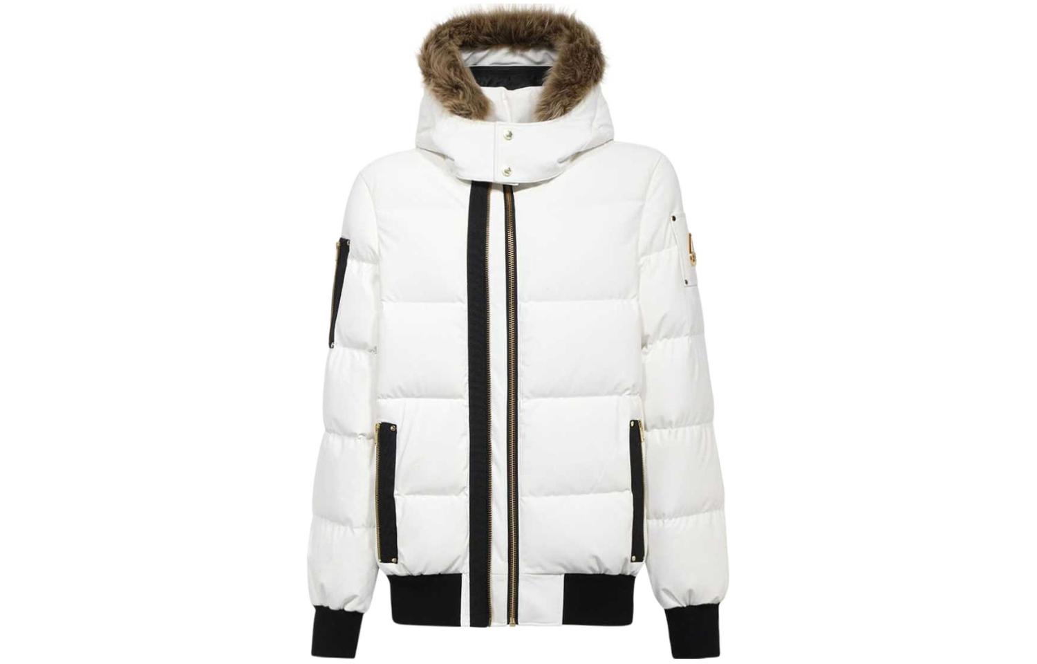 Moose Knuckles White Fur Hood Down Jacket Long Sleeve Outerwear M32MB021GS1-324