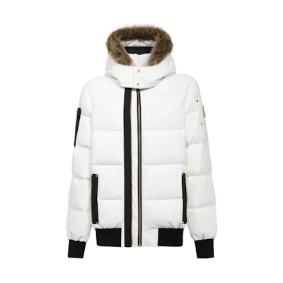 Moose Knuckles White Fur Hood Down Jacket Long Sleeve Outerwear M32MB021GS1-324