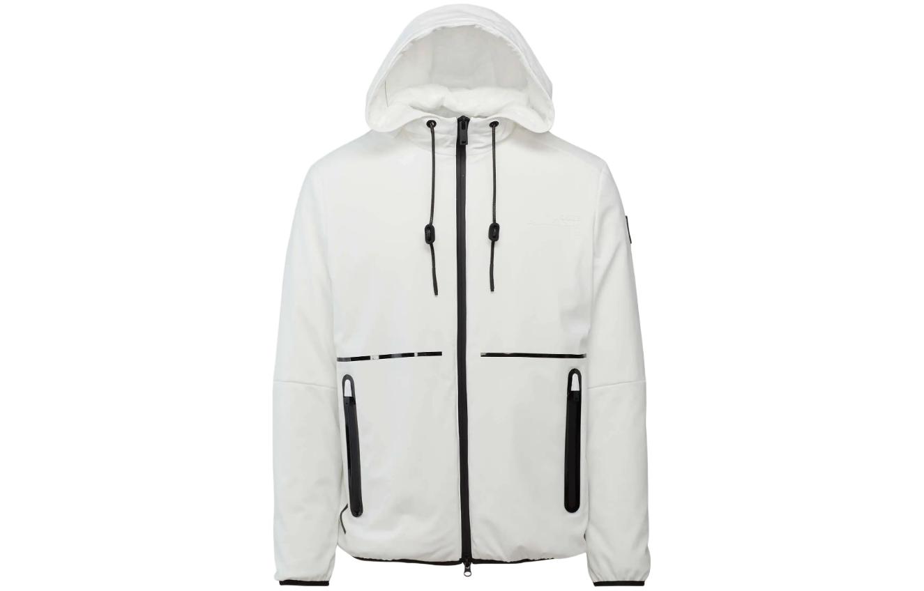 Moose Knuckles White Logo Hooded Zip-Up Loose Fit Jacket M14MJ121-891