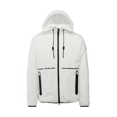 Moose Knuckles White Logo Hooded Zip-Up Loose Fit Jacket M14MJ121-891