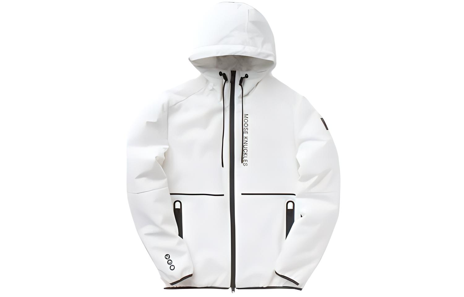 Moose Knuckles White Solid Color Printed Hooded Jacket M12MJ121-891