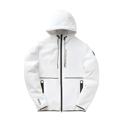 Moose Knuckles White Solid Color Printed Hooded Jacket M12MJ121-891