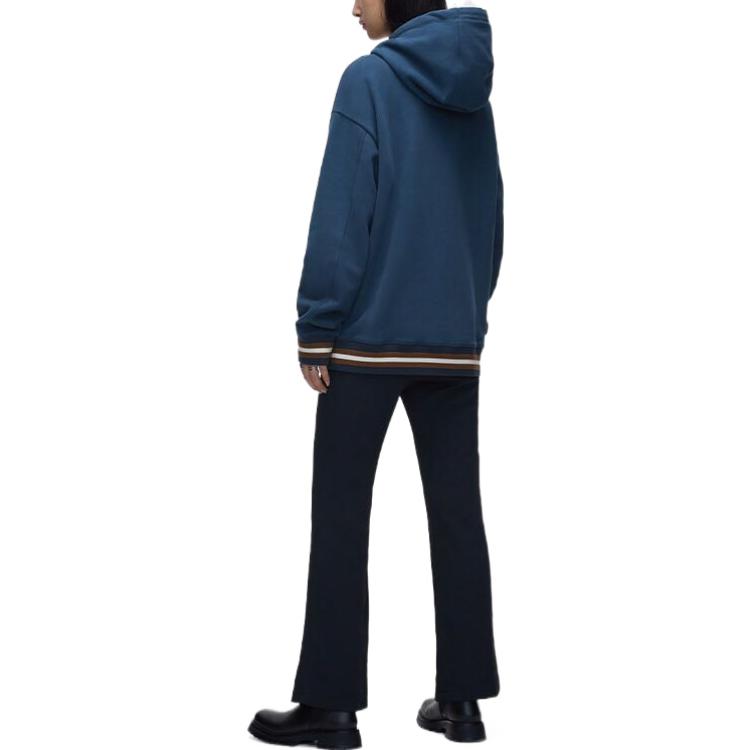 Shop Moose Knuckles x 李宁1990 FW22标志印花男女同款卫衣 - 孔雀蓝 M32US697LN