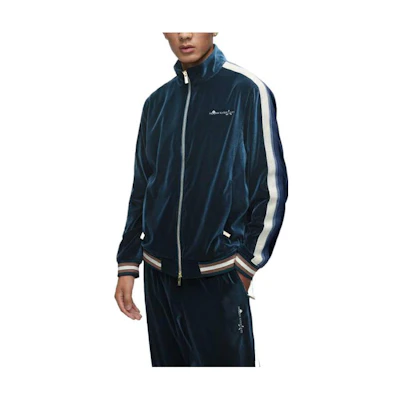 Moose Knuckles Li-Ning FW22 Colorblock Logo Embroidered Zip Jacket Deep Blue M32US694LN-1