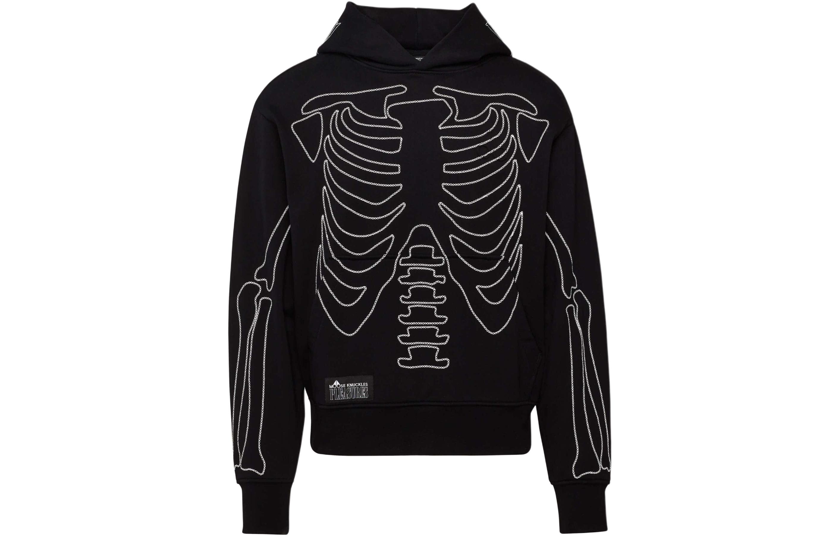 Moose Knuckles x PLEASURES Collaboration SS24 Black Skull Embroidered Hoodie M33MS708PL