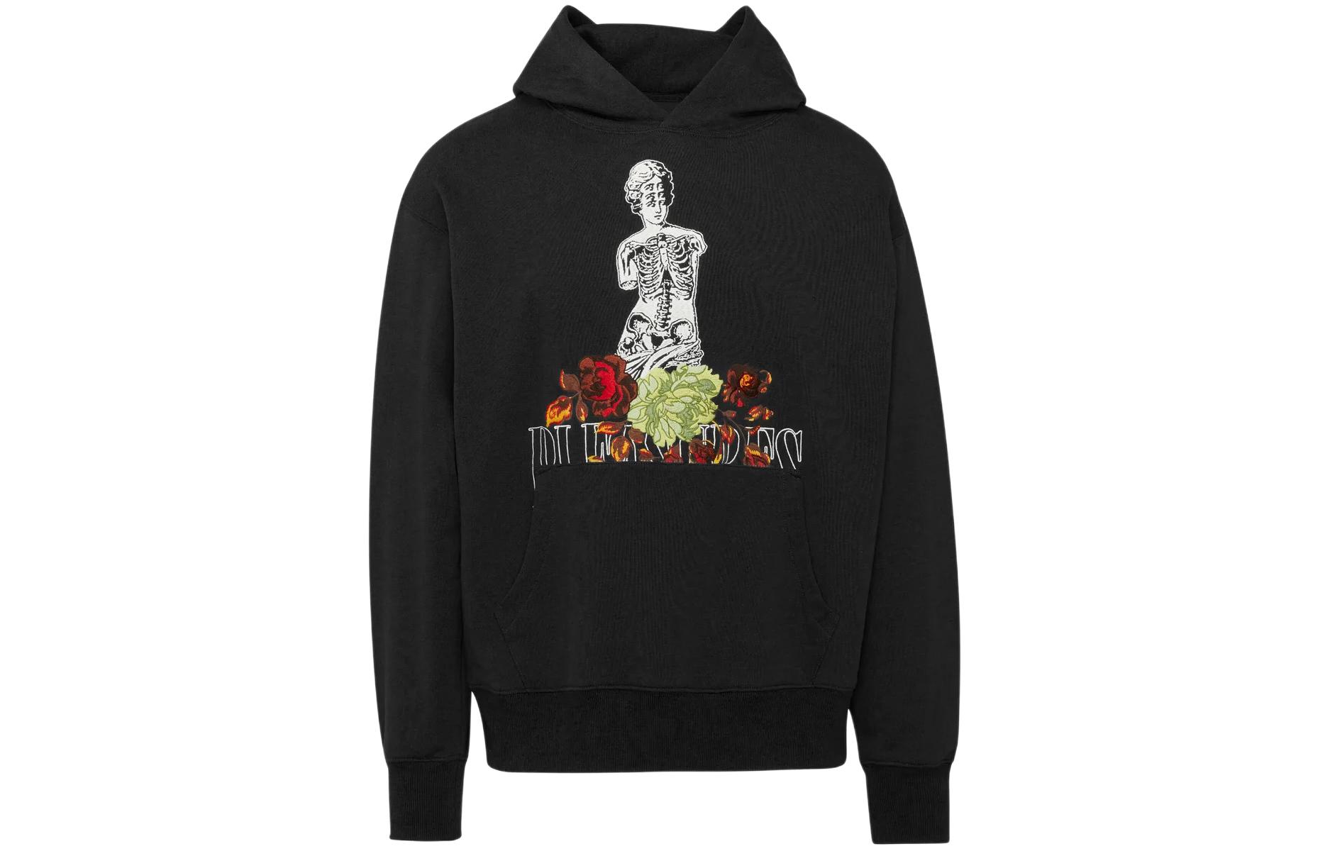Moose Knuckles x PLEASURES Collaboration SS24 Black Statue Print Hoodie M33MS707PL-755