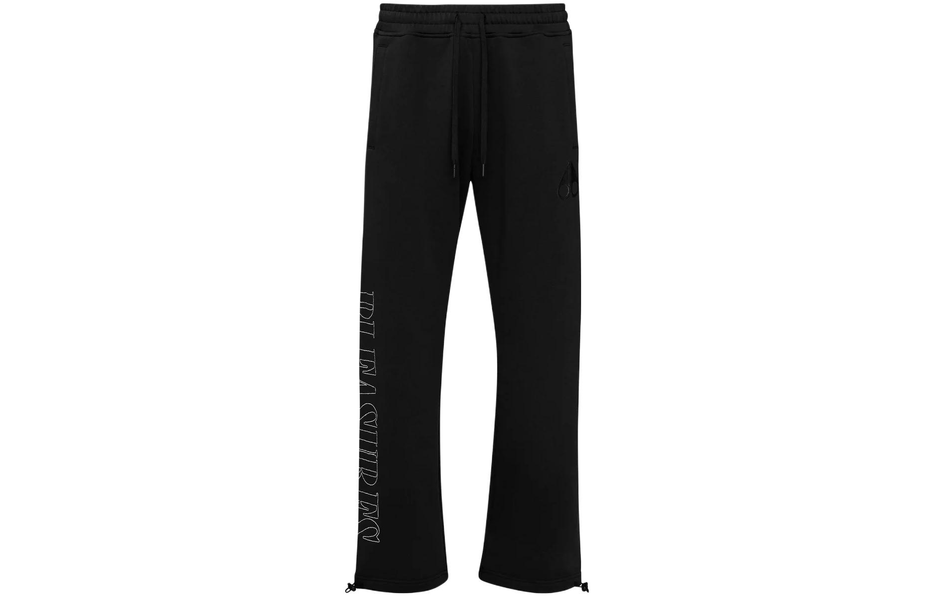 Moose Knuckles x PLEASURES Collaboration SS24 Black Embroidered Logo Elastic Waist Pocket Knit Sweatpants M33MR802PL-026