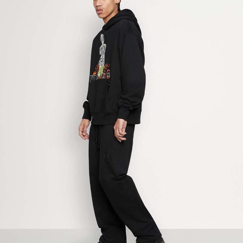 Details for Moose Knuckles x PLEASURES 联名款 SS24 黑色雕像印花连帽衫 M33MS707PL-755