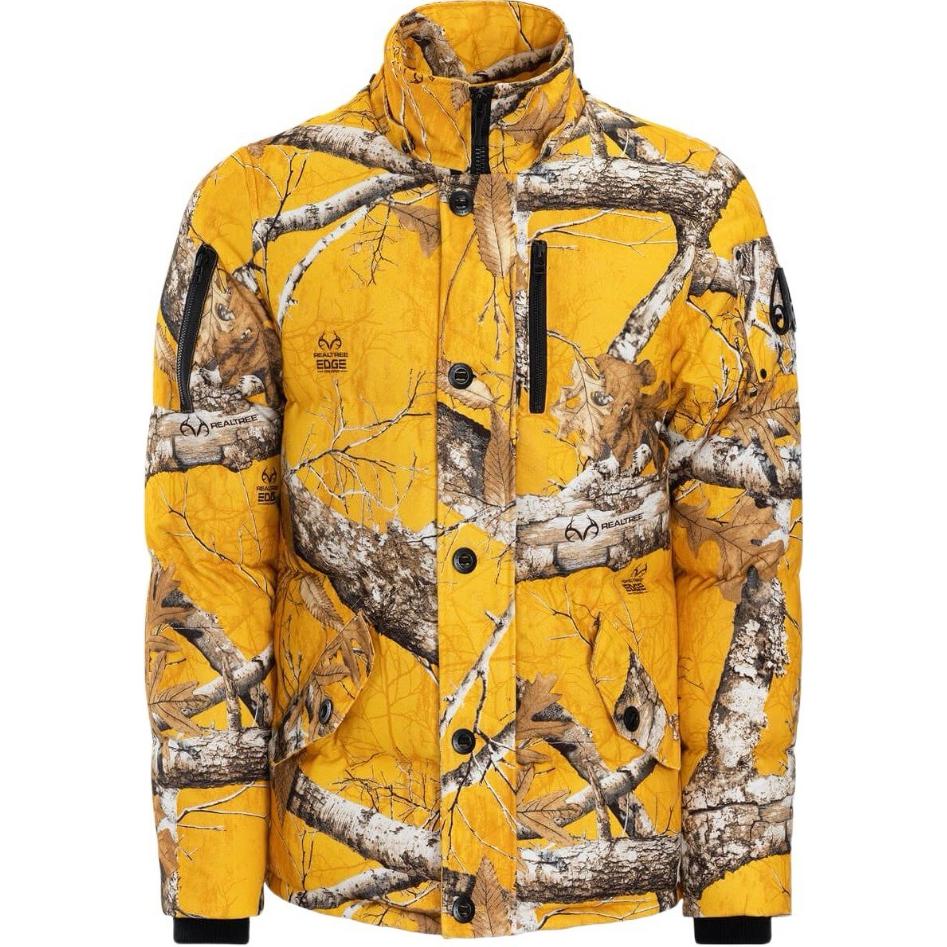 Moose Knuckles x Post Malone Yellow All-Over Print Down Hoodie Jacket Men. M32MJ218PM-1074
