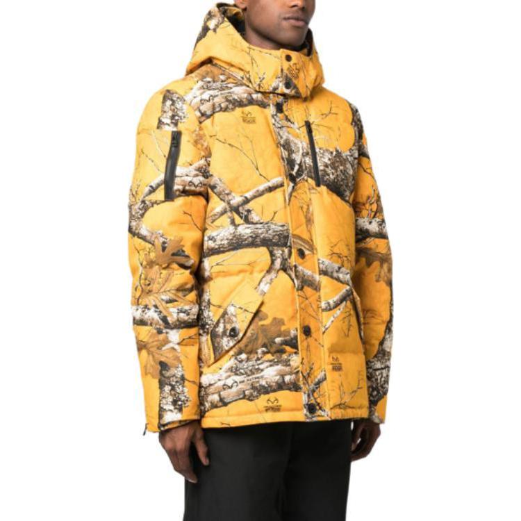 Cheap Moose Knuckles x Post Malone黄色满印羽绒连帽夹克男款. M32MJ218PM-1074