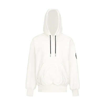 Moose Knuckles PRONOUNCE Unisex White Hooded Pullover with Heart Pocket. M33MS691PR160