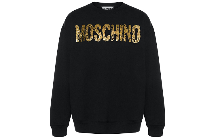 MOSCHINO 3D Logo Print Crewneck Sweatshirt Black Long Sleeve A1717-5227-5555