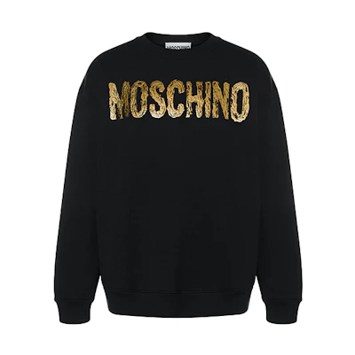 MOSCHINO 3D Logo Print Crewneck Sweatshirt Black Long Sleeve A1717-5227-5555