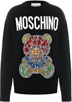 MOSCHINO Black Crewneck Sweater with Letter Animal Pattern Design. A0928-5401-2555 MOSCHINO Black Crewneck Sweater with Letter Animal Pattern Design. A0928-5401-2555