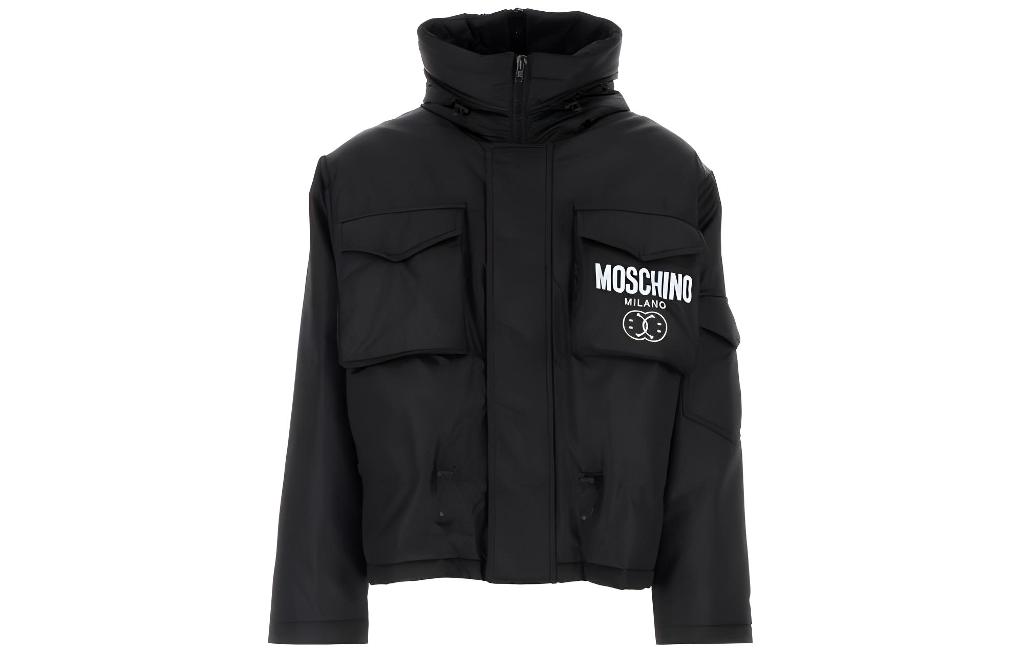 MOSCHINO  Black Letter Print High Neck Zipper Jacket J0635-2015-1555