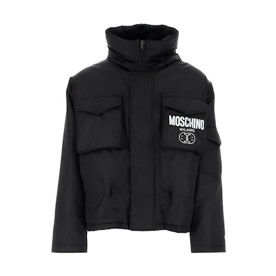 MOSCHINO Black Letter Print High Neck Zipper Jacket J0635-2015-1555