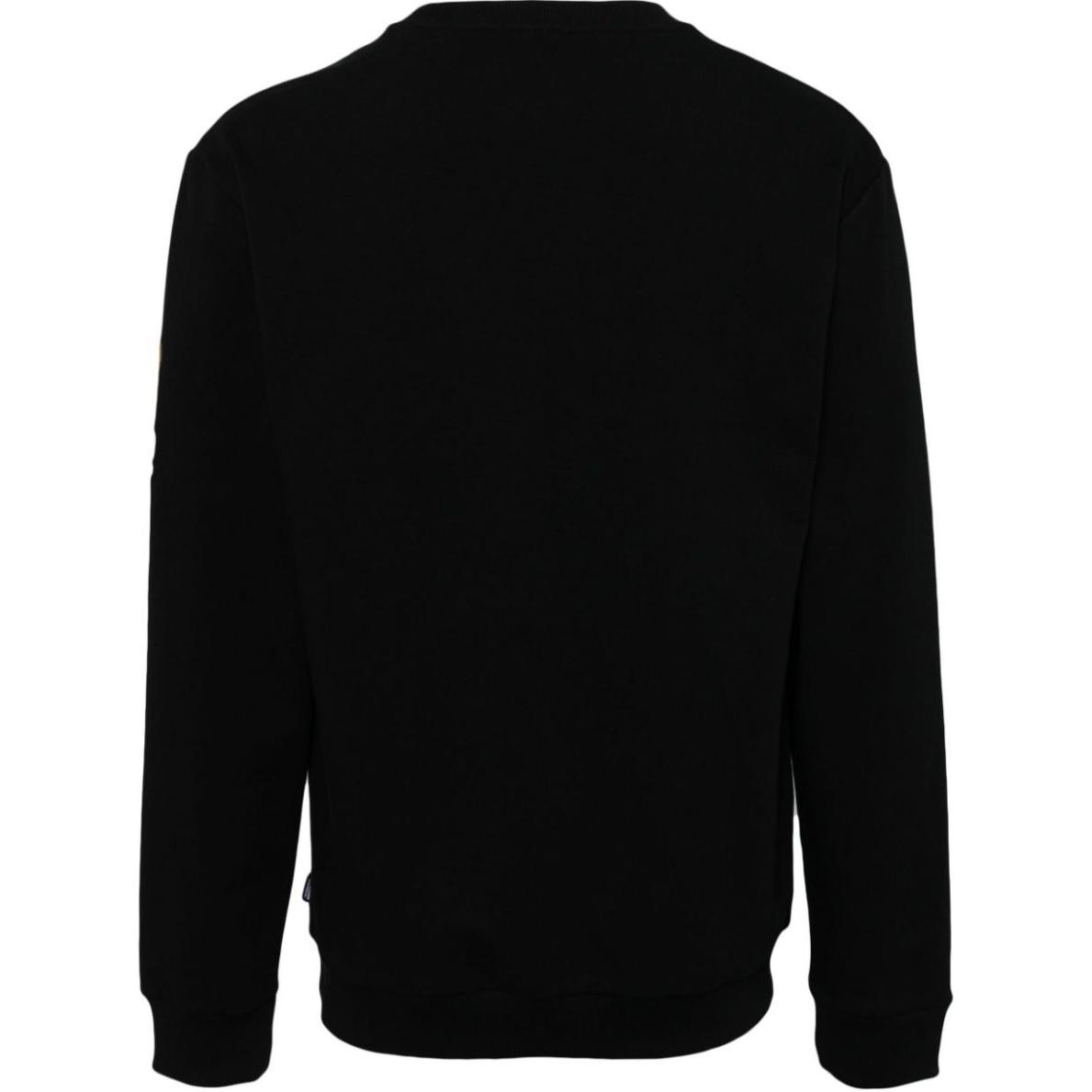 Lookbook 모스키노 블랙 로고 프린트 크루넥 오버사이즈 맨투맨. A17014424-BLACK