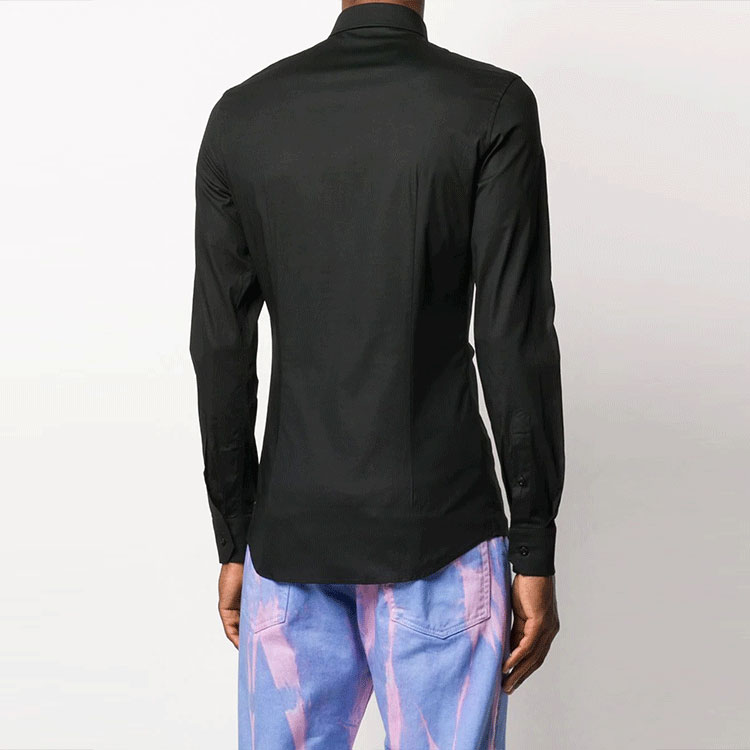 Shop モスキーノ ブラック 長袖シャツ ベア刺繍デザイン A0205-7036-1555