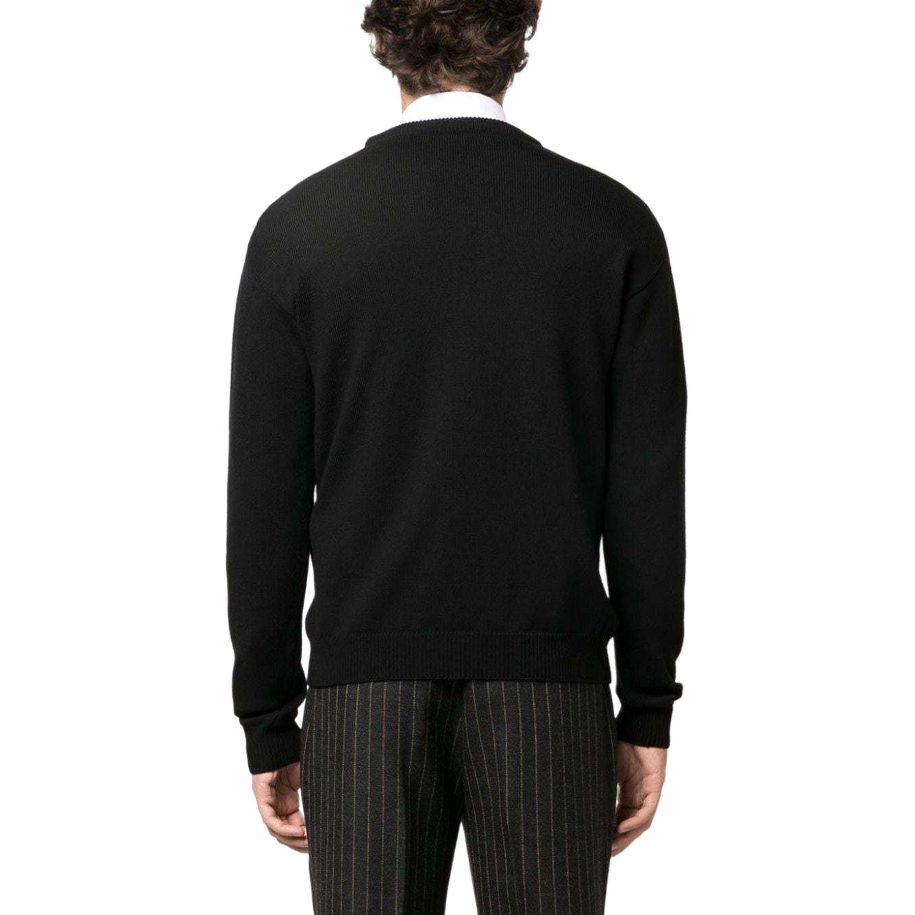 Shop Sweater Lengan Panjang MOSCHINO Hitam dengan Corak Patchwork A0918-5202-0555