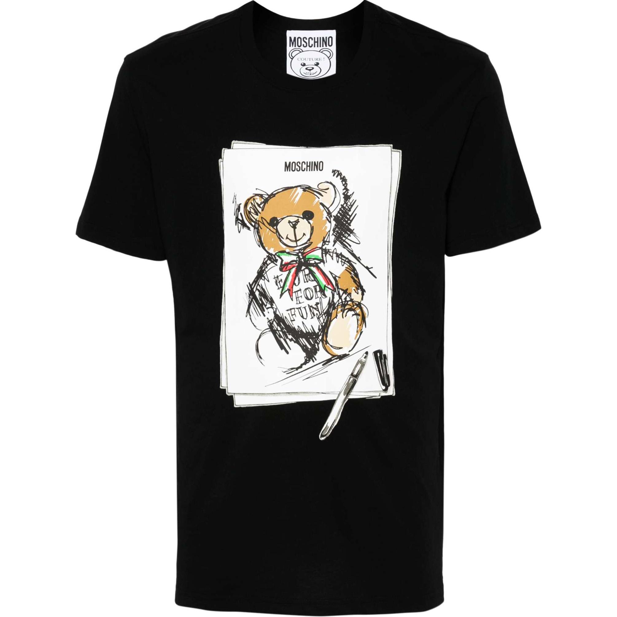 Order MOSCHINO 黑色短袖T恤 泰迪熊Logo印花設計 V07145241-BLACK