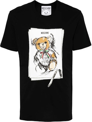 MOSCHINO 黑色短袖T恤 泰迪熊Logo印花設計 V07145241-BLACK Order MOSCHINO 黑色短袖T恤 泰迪熊Logo印花設計 V07145241-BLACK