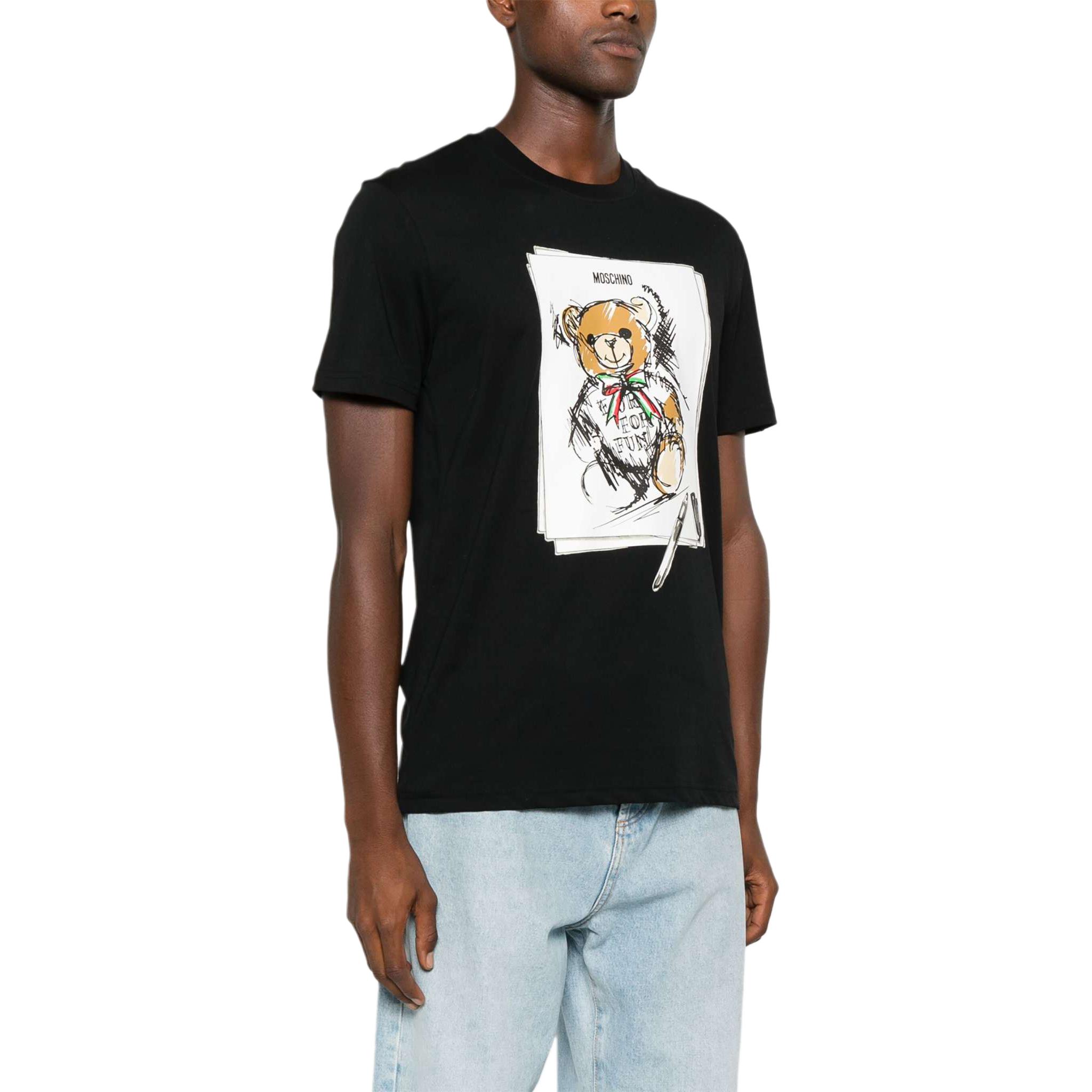 Purchase MOSCHINO 黑色短袖T恤 泰迪熊Logo印花設計 V07145241-BLACK