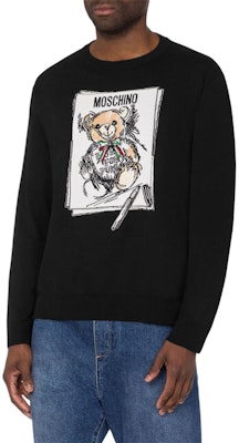 モスキーノ ブラック テディベアプリント クルーネック 長袖ニットセーター V09205201-BLACK Lookbook モスキーノ ブラック テディベアプリント クルーネック 長袖ニットセーター V09205201-BLACK