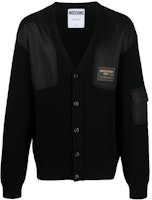 MOSCHINO Black V-Neck Single-Breasted Knit Cardigan Long Sleeve A0916-5203-0555 MOSCHINO Black V-Neck Single-Breasted Knit Cardigan Long Sleeve A0916-5203-0555